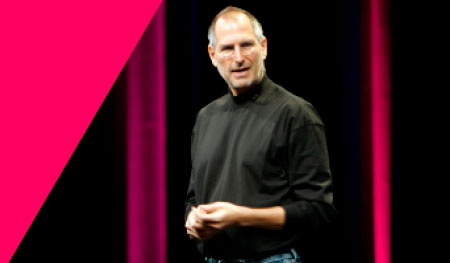 Foto von Steve Jobs beim Vortrag über Cultural Fit.